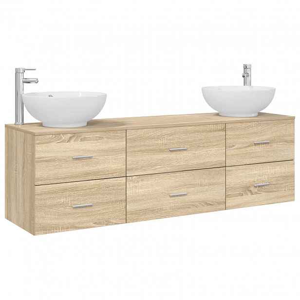 vidaXL Sada koupelnového nábytku 3 ks Dub sonoma 49,5 x 44,5 x 65 cm
