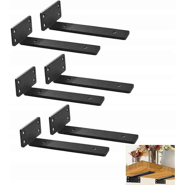Držáky pro polic Skrytý L nosnost 75 kg odolný proti korozi a rzi