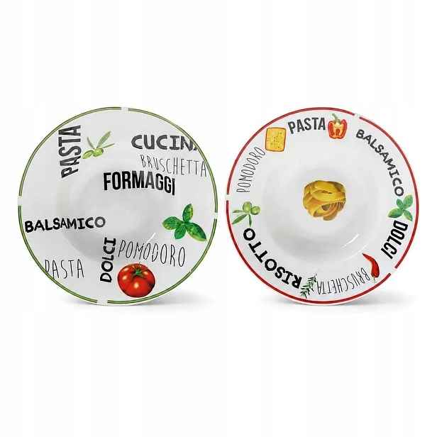 Hluboké talíře na těstoviny Porcelánové 24,5 cm Sada 6 ks Barevné