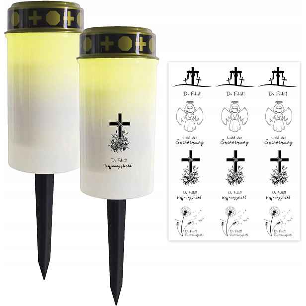 Hřbitovní Svíčka 2 Kusy Bílá Zapichovatelná Do Země, Vodotěsná Náhrobní Lampa
