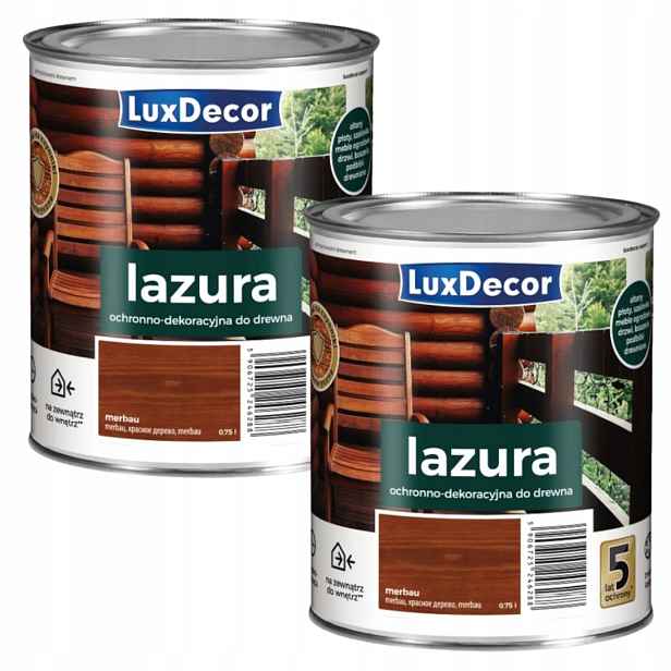 Sada 2KS Luxdecor Ochranná A Dekorativní Lazura Na Dřevo 4,5 L Merbau