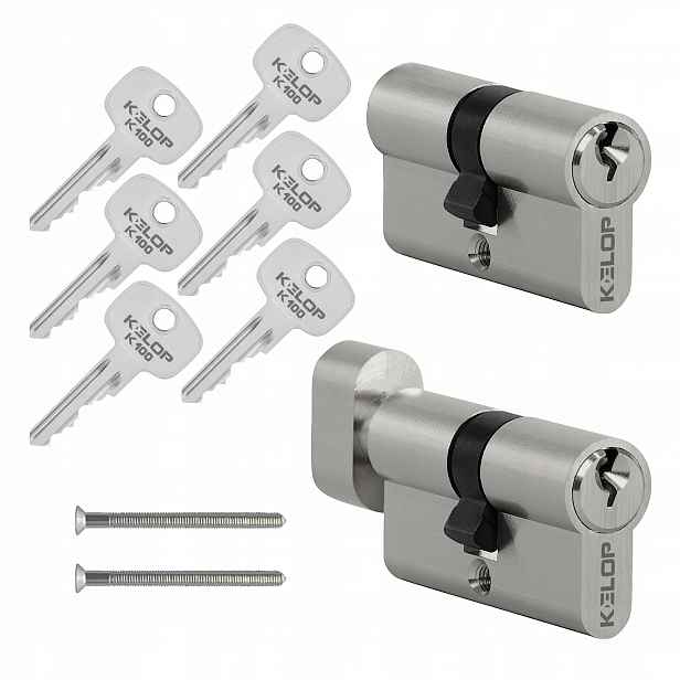 sada vložek Kelop K100 50/50 50/50G s niklovým knoflíkem, 6 klíčů