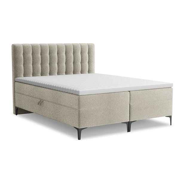 Taupe boxspring postel s úložným prostorem 140x200 cm Puhala – Makamii