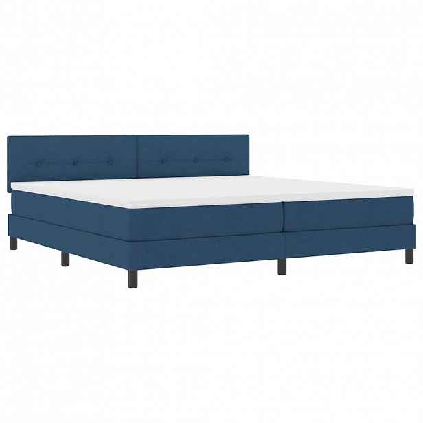 vidaXL Postel s boxspringem s LED pásky Modrá 200 x 200 cm textil