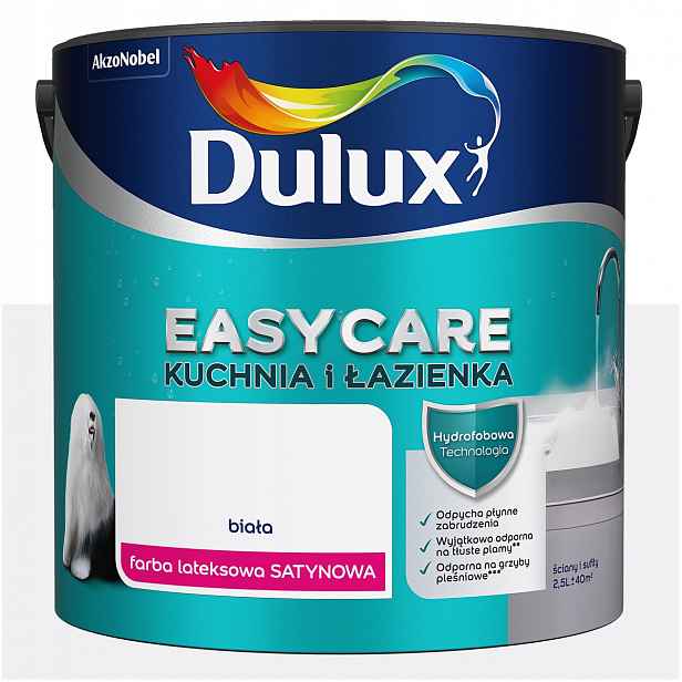 Barva na stěny Dulux EasyCare Kuchyně a koupelna Bílá Saténová 2,5L
