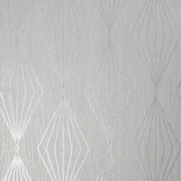 Tapeta s geometrickým ornamentem, omyvatelná, stříbrná