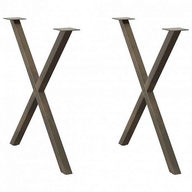 vidaXL Nohy k jídelnímu stolu ve tvaru X, 2 ks, přírodní ocel, 70 x (72-73) cm, ocel