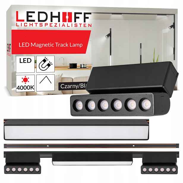 Magnetické kolejnicové osvětlení Kolejnice lišta 1m 3x Led lampa reflektor Spot