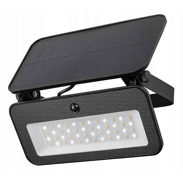 Solární Led reflektor nad garáž černý s 8W senzorem IP65 Rabalux