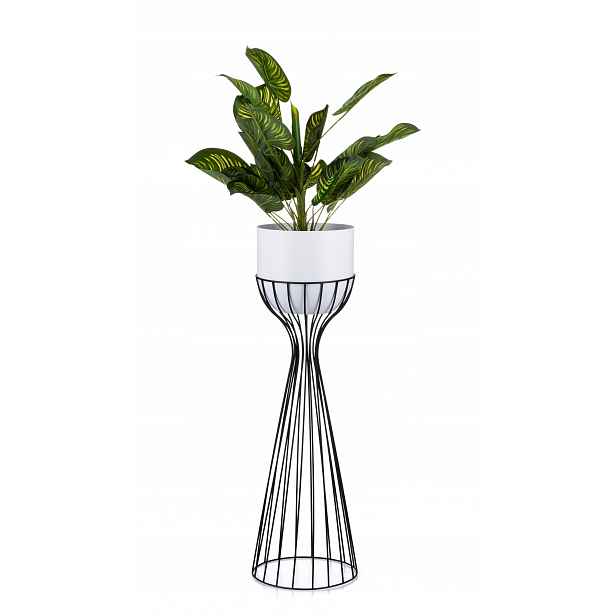 Kovový stojanový květináč 68 cm černo-bílý Loft