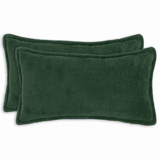 vidaXL Povlak na polštář 2 ks HOUTEN Tmavě zelená 40 x 80 cm Bouclé