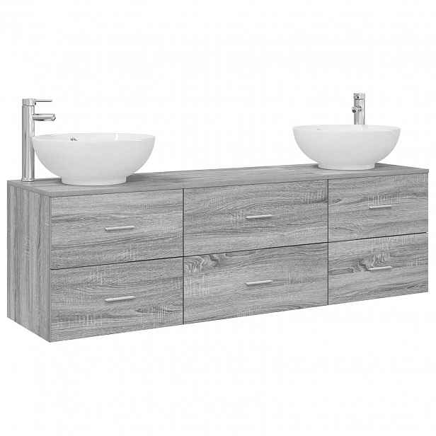 vidaXL Sada koupelnového nábytku 3 ks Šedý Sonoma 49,5 x 44,5 x 65 cm