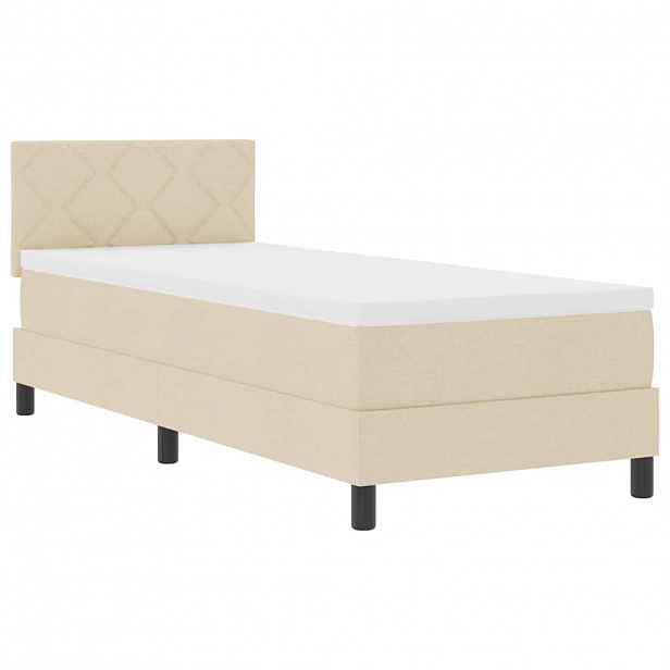 vidaXL Postel s boxspringem s LED pásky Krémová 80 x 200 cm textil
