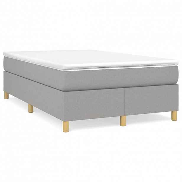 vidaXL Box spring postel s matrací světle šedá 120 x 200 cm textil
