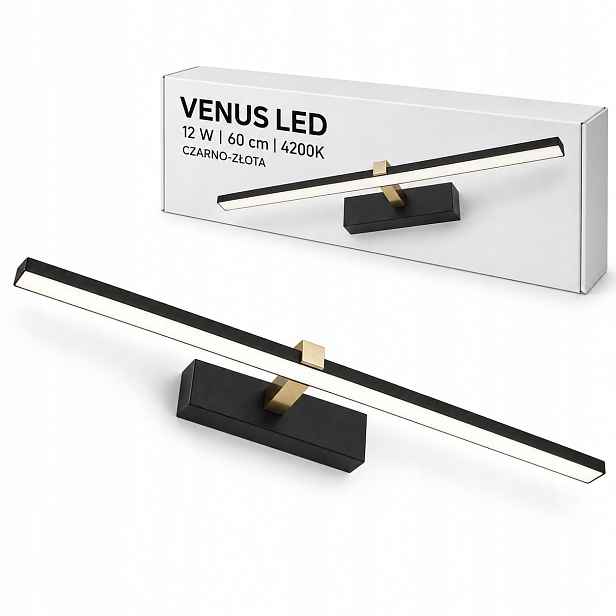 Osvětlení zrcadla Venus 12W 60 cm černo-zlaté 4200K 840lm IP44 koupelna