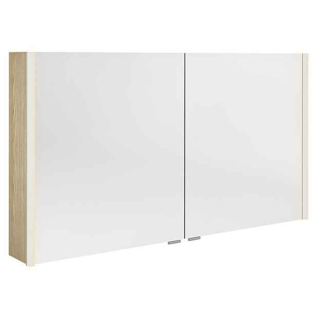 Sapho ALIX galerka s LED osvětlením, 2x dvířka, 126x70x17,5cm, jilm bardini