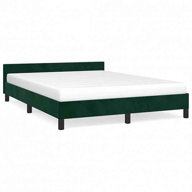 vidaXL Rám postele bez matrace tmavě zelená 140 x 190 cm samet