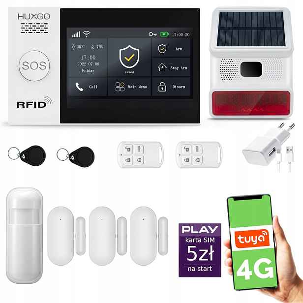 Bezdrátový alarm WiFi Gsm 4G, Tuya, sada alarmu Huxgo HXA007 D3BS