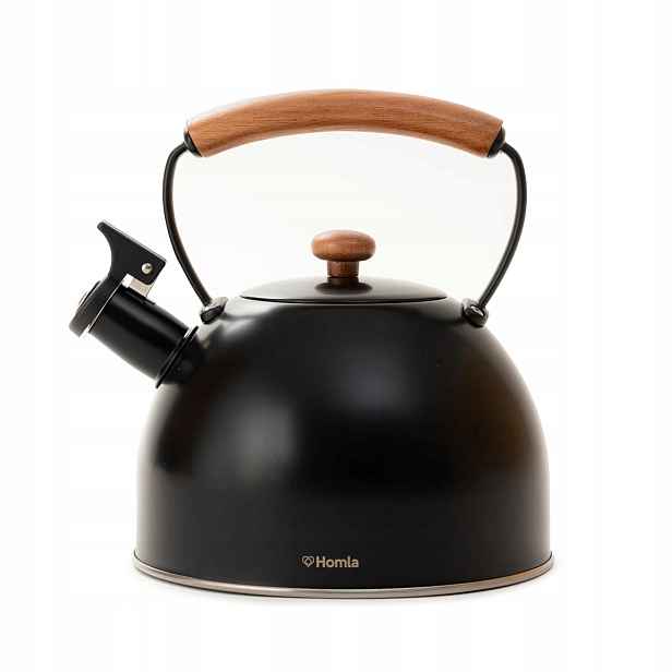 Konvice černá s dřevěným držadlem 2,5 l Homla