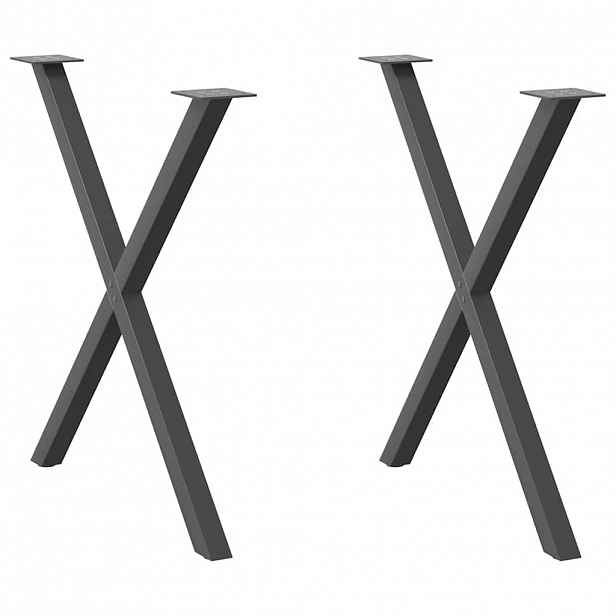 vidaXL Nohy k jídelnímu stolu ve tvaru X, 2 ks, antracitové, 80 x (72-73) cm, ocel