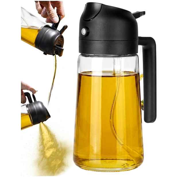 VILDE Skleněný rozprašovač a dávkovač na olej 2v1 450ml - čiré sklo