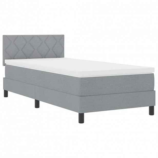 vidaXL Postel s boxspringem s LED pásky Světle šedá 90 x 190 cm textil