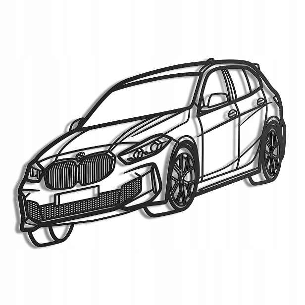Dřevěný 3D obraz Bmw M125i ve stylu Line Nástěnná Dekorace Dárek XL
