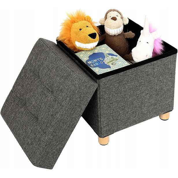Taburet prošívaná pro skladování 38 cm šedá Loft