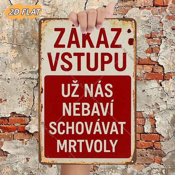 TEMU 2D plochá 1ks, "Vstup zakázán: Nechceme těla skrývat", kovová železná cedule, rozměr (8"X12"/20 cm*30 cm) dekorativní