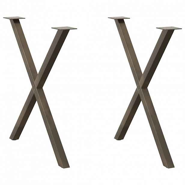 vidaXL Nohy k jídelnímu stolu ve tvaru X, 2 ks, přírodní ocel, 80 x (72-73) cm, ocel