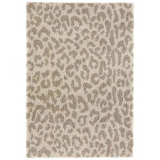 Krémově béžový koberec do obývacího pokoje Shaggy Mint Rugs, vzor s leopardím vzorem 200 x 290 cm