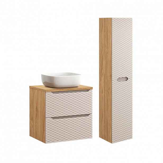 Petits-meubles KOUPELNOVÝ NÁBYTEK 60cm Elora 2er-Set Béžová a dřevo