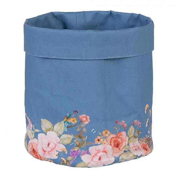 Modrý bavlněný košík na pečivo Flower & Fiesta - Ø 15*16 cm Clayre & Eef