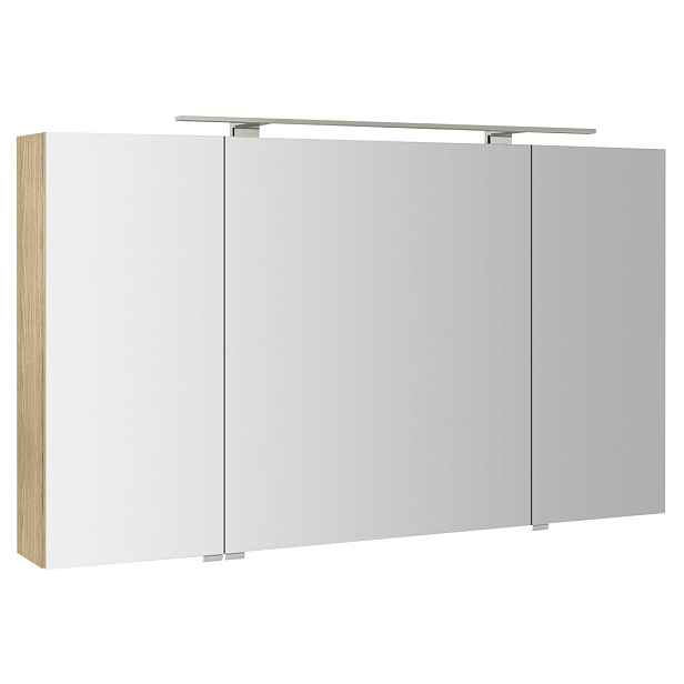 Sapho RIWA galerka s LED osvětlením, 3x dvířka, 121x70x17cm, jilm bardini