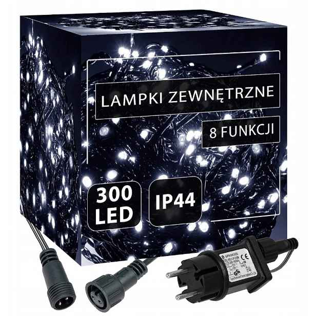 Vánoční Osvětlení Na Stromeček 300 Led Bílé Studené Světlo Na Vánočním Stromku Lze Kombinovat 17 m