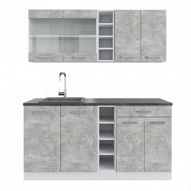 Vicco JEDNOTKOVÁ KUCHYNĚ R-Line Beton/bílá 160 cm , PD Antracit