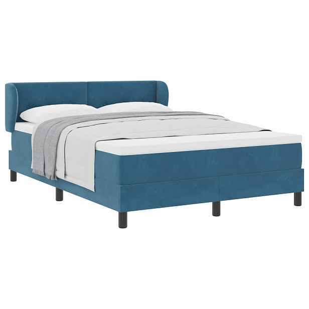 vidaXL Postel s boxspringem s čelo Tmavě moddrá 140 x 200 cm samet
