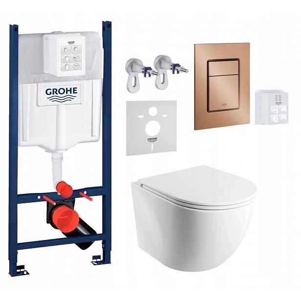 Wc stojan Grohe Rapid Sl s mísou Cmwbp a tlačítkem kartáčovaná měď