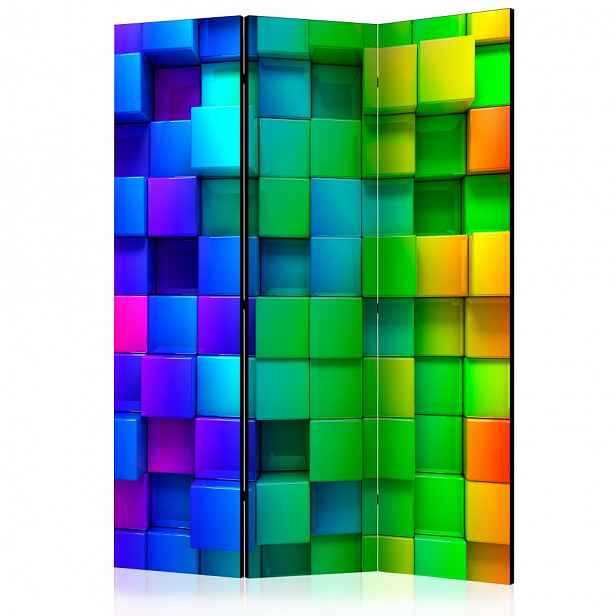 Paraván Colourful Cubes Dekorhome 135x172 cm (3-dílný)