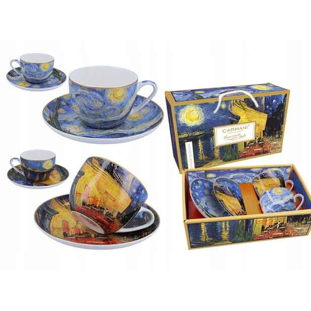 2 šálky v porcelánové krabičce Gogh terasa noc