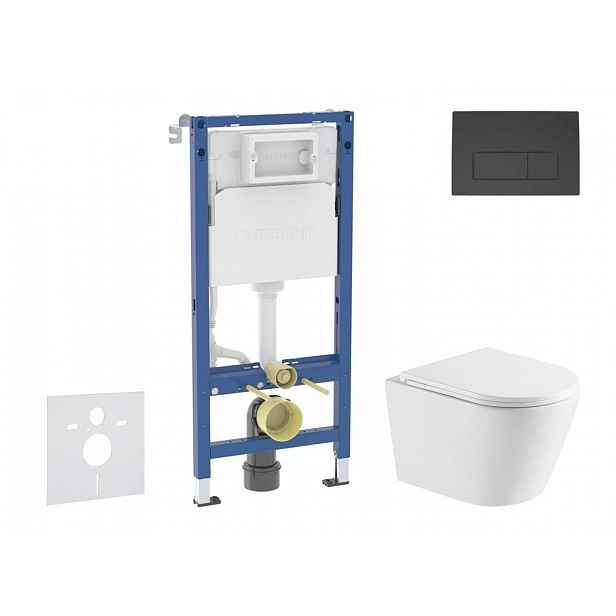 Geberit Duofix - Set předstěnové instalace, klozetu Nefia a sedátka softclose, tlačítko Delta50, matná černá SANI11CA5166