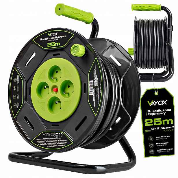 Prodlužovací Kabel 25 M, Silný 3X2,5, Termik 3200 W Vayox