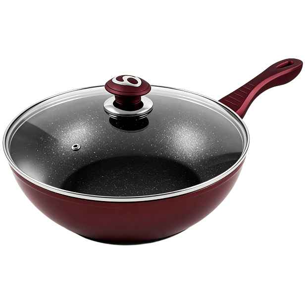 Royal Kitchen hluboká pánev Wok 30cm, granitová (mramorová) s poklicí, 24072