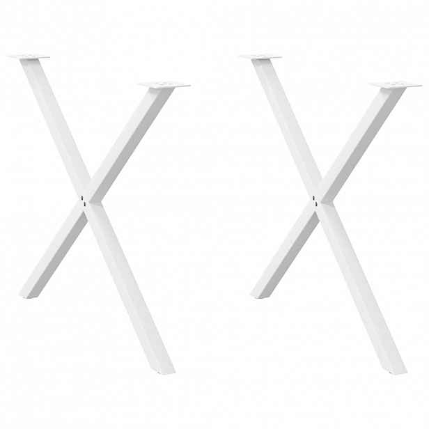 vidaXL Nohy k jídelnímu stolu ve tvaru X, 2 ks, bílé, 90 x (72-73) cm, ocel