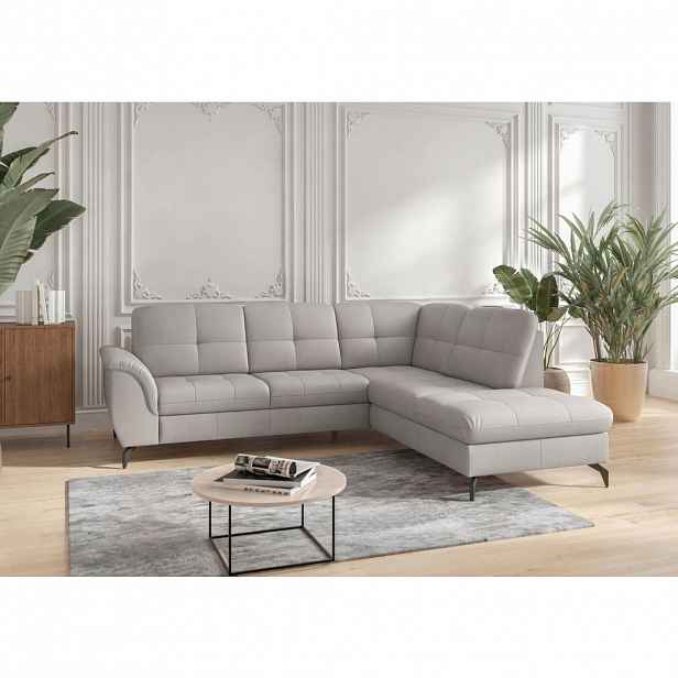 Sit & More ROHOVÁ SEDAČKA, kůže, světle šedá