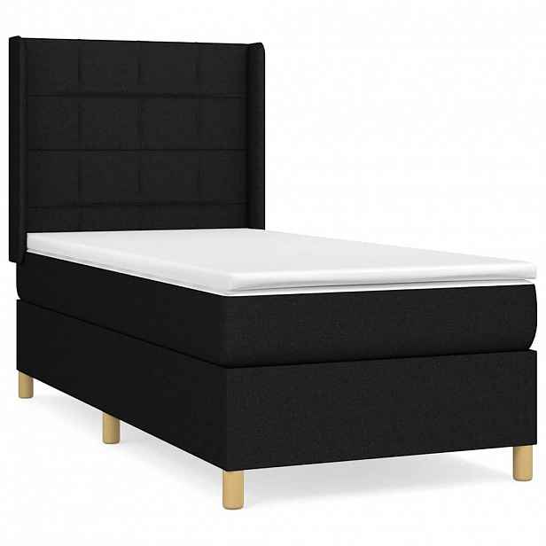 vidaXL Box spring postel s matrací černá 100 x 200 cm textil