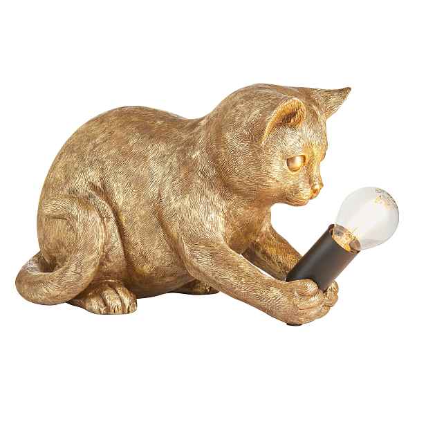 Dekorativní stolní lampa zlatá pryskyřice kočka E14 7W Kitten Endon
