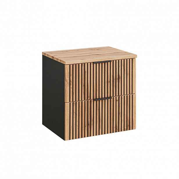 Petits-meubles SKŘÍŇKA POD UMYVADLO 60.6cm Gaia Dubové dřevo a černá barva