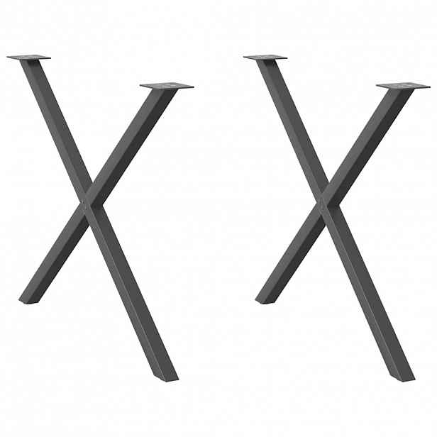 vidaXL Nohy k jídelnímu stolu ve tvaru X, 2 ks, antracitové, 90 x (72-73) cm, ocel