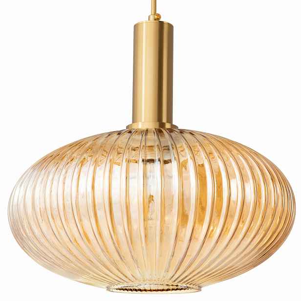 Závěsná lampa Moderna Lux velká zlatá amber